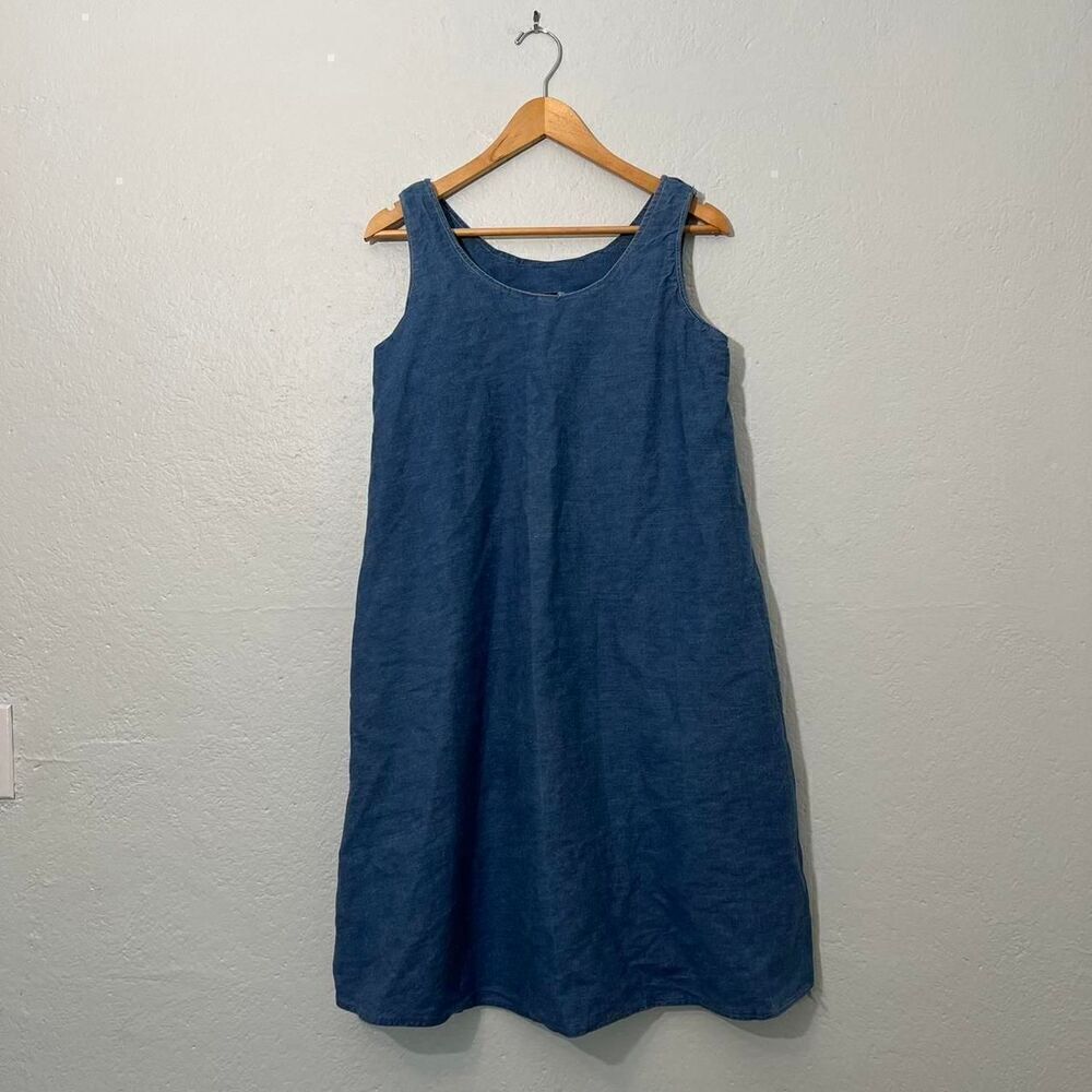 handmade blue chambray denim maxi midi dress